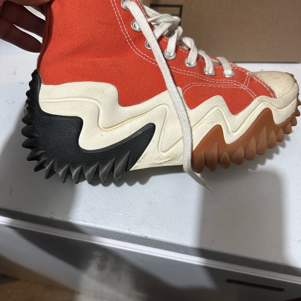 Orange and Black High-Top Sneakers